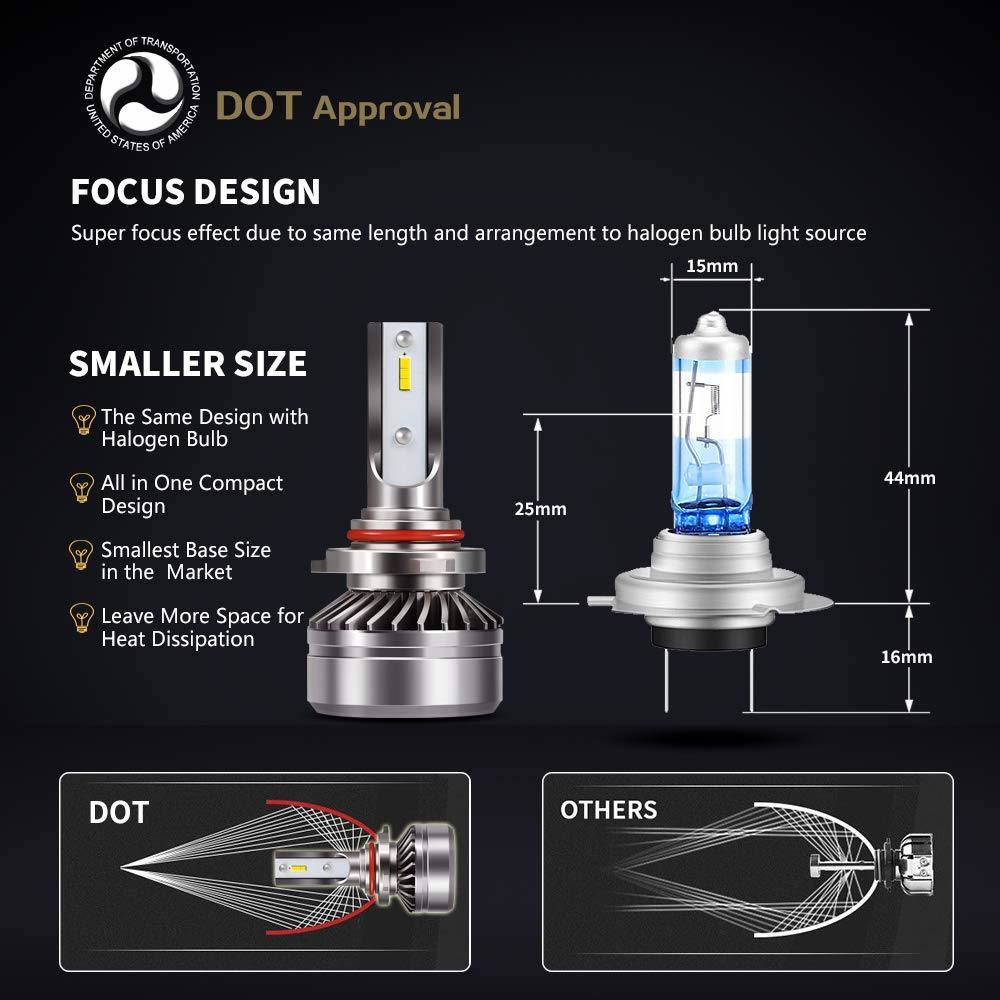 Kit de conversión de bombillas LED para faros delanteros aprobados por DOT, 6000LM 6000K Blanco frío