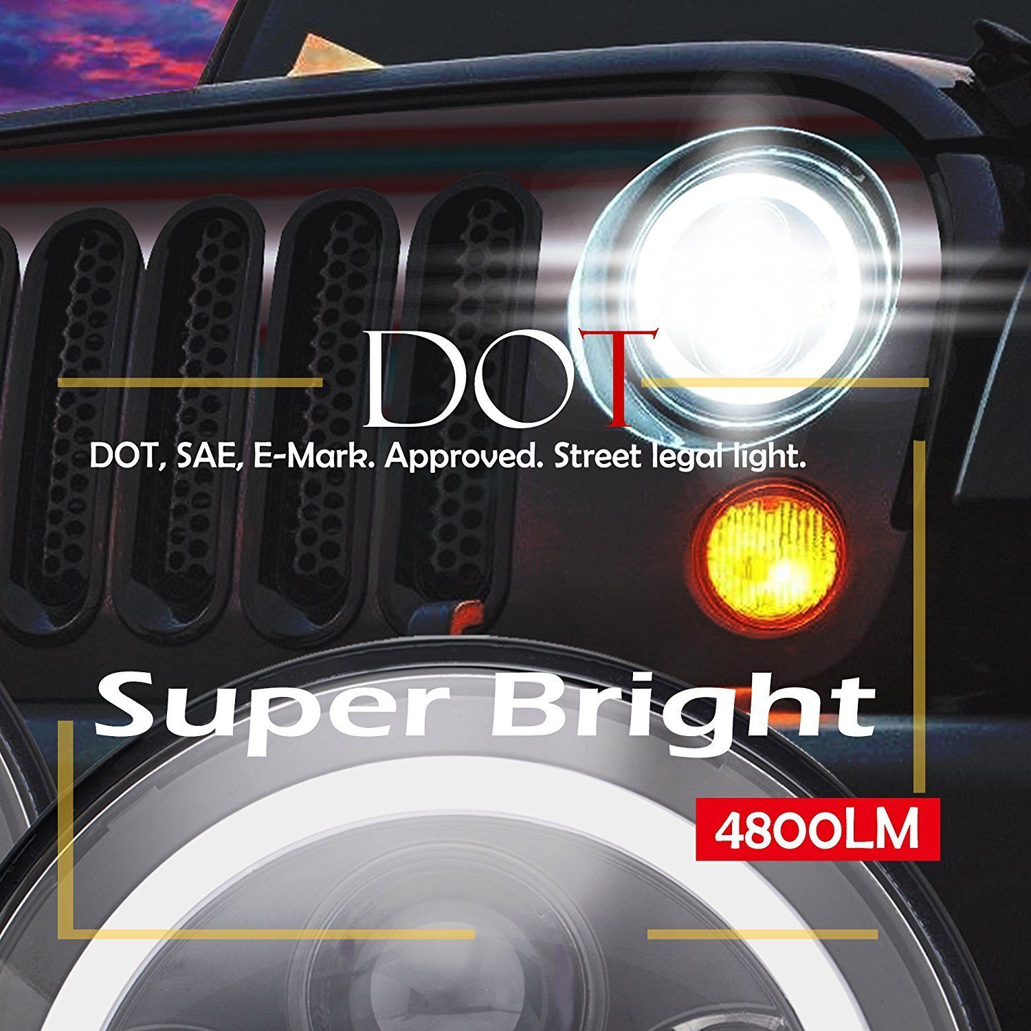 Faros delanteros LED negros redondos de 7 &quot;aprobados por el DOT